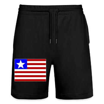 Liberia_Flagge_used - Stanley/Stella Unisex Bio Joggingshorts Trainer  - Schwarz - Vorne - Nik (191cm) & Marisol (170cm)