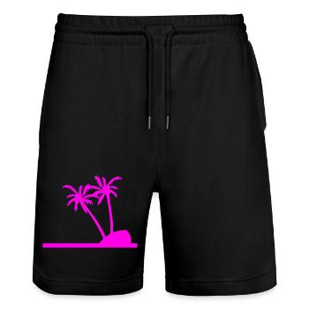 Palm trees - Stanley/Stella Trainer Unisex Organic Jogging Shorts - black - Front - Nik (191cm) & Marisol (170cm)