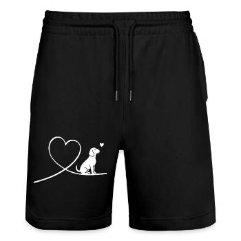 Un Rapetou avec le cœur :) - Short de jogging bio TRAINER Stanley/Stella unisexe - noir - Devant - Nik (191cm) & Marisol (170cm)