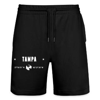 Tampa en Floride Coordonnées Planète Terre Blanche - Short de jogging bio TRAINER Stanley/Stella unisexe - noir - Devant - Nik (191cm) & Marisol (170cm)