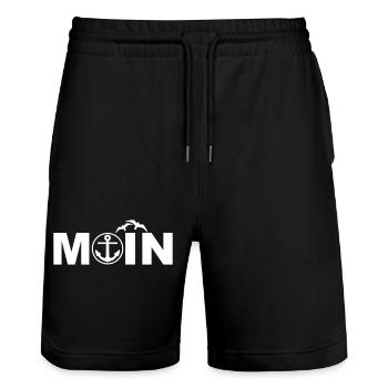 Moin von der Küste - Stanley/Stella Unisex Bio Joggingshorts Trainer  - Schwarz - Vorne - Nik (191cm) & Marisol (170cm)
