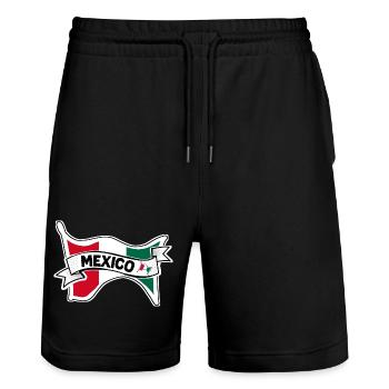 Mexico Mexikanische Flagge  - Stanley/Stella Unisex Bio Joggingshorts Trainer  - Schwarz - Vorne - Nik (191cm) & Marisol (170cm)