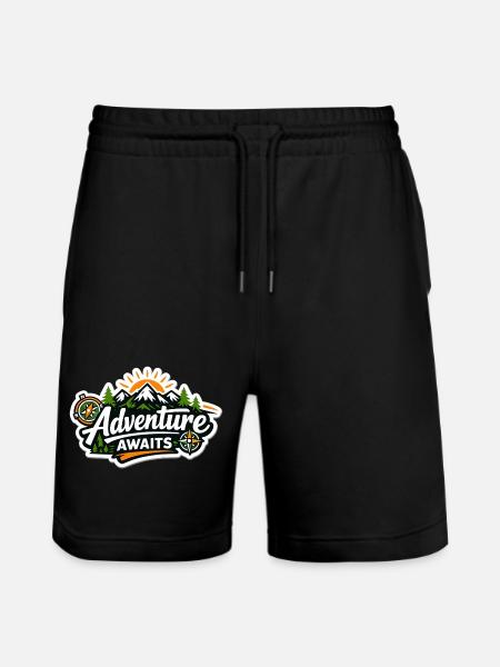 Abenteuer wartet – Bergwald Kompass - Stanley/Stella Unisex Bio Joggingshorts Trainer - Schwarz