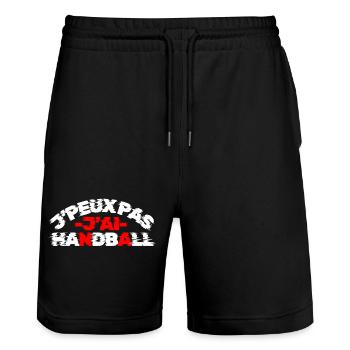 Ich kann nicht, ich habe Handball | Handball-T-Shirt Brummen - Stanley/Stella Unisex Bio Joggingshorts Trainer  - Schwarz - Vorne - Nik (191cm) & Marisol (170cm)