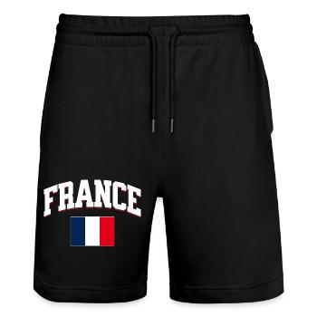 France Football Lover Retro Sports Design - Stanley/Stella Trainer Unisex Organic Jogging Shorts - black - Front - Nik (191cm) & Marisol (170cm)