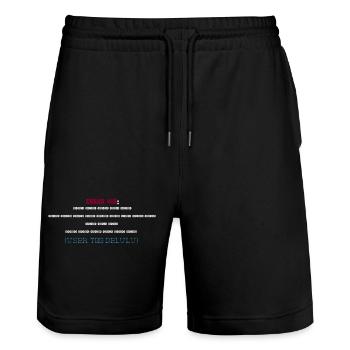Error 418: User Too Delulu - Stanley/Stella Trainer Unisex Organic Jogging Shorts - black - Front - Nik (191cm) & Marisol (170cm)
