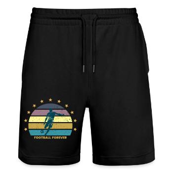 Football Forever — Grafik-T-Shirt für Football Fa - Stanley/Stella Unisex Bio Joggingshorts Trainer  - Schwarz - Vorne - Nik (191cm) & Marisol (170cm)