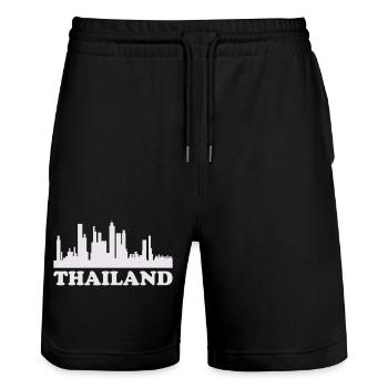 Bangkok Skyline Silhouette Thailand - Stanley/Stella Trainer Unisex Organic Jogging Shorts - black - Front - Nik (191cm) & Marisol (170cm)