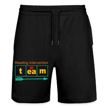 Reading Intervention Team Emblem - Stanley/Stella Unisex Bio Joggingshorts Trainer  - Schwarz - Vorne - Nik (191cm) & Marisol (170cm)
