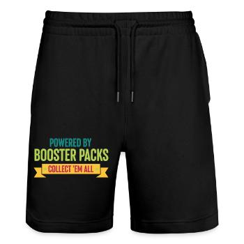 Powered By Booster Packs Collect Em All Card - Stanley/Stella Trainer Unisex Organic Jogging Shorts - black - Front - Nik (191cm) & Marisol (170cm)