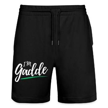 Im Gadde – Logo Hell - Short de jogging bio TRAINER Stanley/Stella unisexe - noir - Devant - Nik (191cm) & Marisol (170cm)