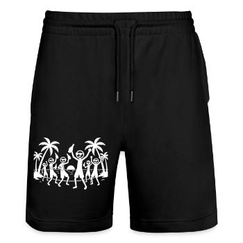 Équipe de la fête de vacances à la plage - Short de jogging bio TRAINER Stanley/Stella unisexe - noir - Devant - Nik (191cm) & Marisol (170cm)