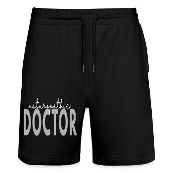 Naturopathic Doctor Physician Natural Medicine - Stanley/Stella Trainer Unisex Organic Jogging Shorts - black - Front - Nik (191cm) & Marisol (170cm)