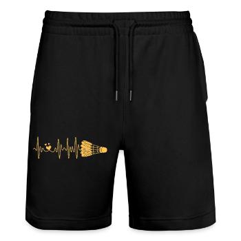 Badminton Herzschlag Für Alle Badmintonspieler - Stanley/Stella Unisex Bio Joggingshorts Trainer  - Schwarz - Vorne - Nik (191cm) & Marisol (170cm)