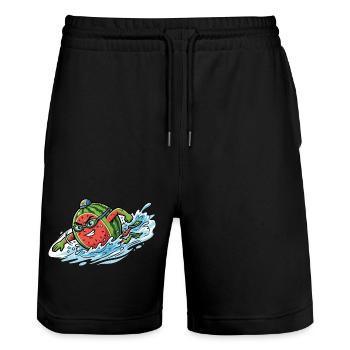 Éclaboussures de pastèque, ambiances de piscine d’été, mesdames - Short de jogging bio TRAINER Stanley/Stella unisexe - noir - Devant - Nik (191cm) & Marisol (170cm)