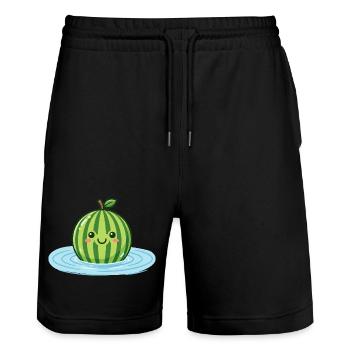 Éclaboussures de pastèque, ambiances de piscine d’été, mesdames - Short de jogging bio TRAINER Stanley/Stella unisexe - noir - Devant - Nik (191cm) & Marisol (170cm)