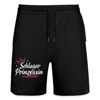 Schlager Prinzessin Schlagerparty - Stanley/Stella Unisex Bio Joggingshorts Trainer  - Schwarz - Vorne - Nik (191cm) & Marisol (170cm)