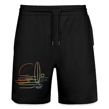 Surfing Vintage Look - Stanley/Stella Trainer Unisex Organic Jogging Shorts - black - Front - Nik (191cm) & Marisol (170cm)