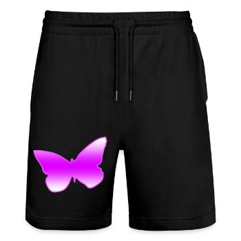 Schmetterling - Stanley/Stella Unisex Bio Joggingshorts Trainer  - Schwarz - Vorne - Nik (191cm) & Marisol (170cm)