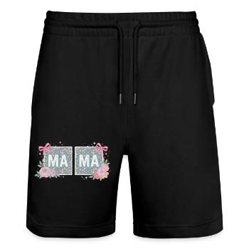 MAMA Floral Squares and Pink Bows | Retro - Stanley/Stella Trainer Unisex Organic Jogging Shorts - black - Front - Nik (191cm) & Marisol (170cm)