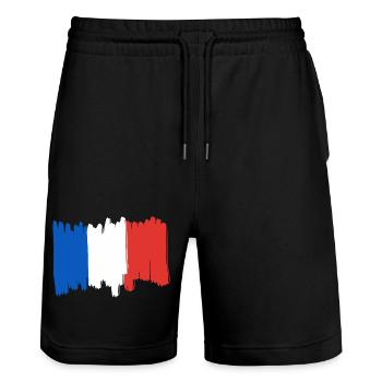 Frankreich Fahne - Stanley/Stella Unisex Bio Joggingshorts Trainer  - Schwarz - Vorne - Nik (191cm) & Marisol (170cm)