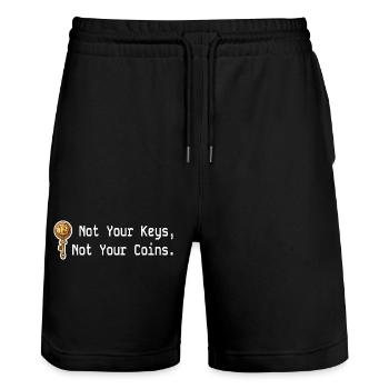 Not Your Keys Not Your Coins Crypto Kryptowährung - Stanley/Stella Unisex Bio Joggingshorts Trainer  - Schwarz - Vorne - Nik (191cm) & Marisol (170cm)