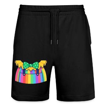 Buntes Clown Kostüm Karneval Fasching Verkleidung - Stanley/Stella Unisex Bio Joggingshorts Trainer  - Schwarz - Vorne - Nik (191cm) & Marisol (170cm)
