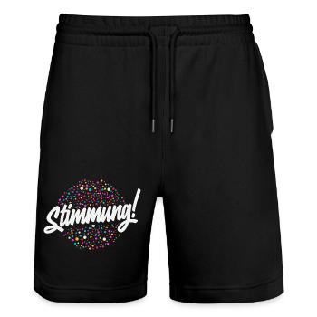Stimmung Konfetti Party Karneval Fasching Feiern - Stanley/Stella Unisex Bio Joggingshorts Trainer  - Schwarz - Vorne - Nik (191cm) & Marisol (170cm)