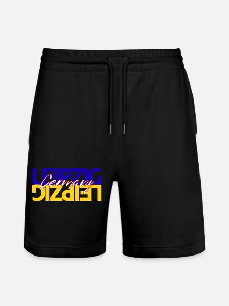 Leipzig Germany Lettering Overlay - Stanley/Stella Trainer Unisex Organic Jogging Shorts - black
