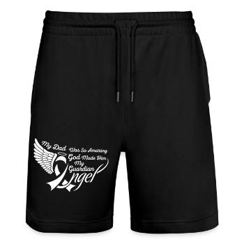 My Dad Is My Guardian Angel Memorial Remembrance - Stanley/Stella Trainer Unisex Organic Jogging Shorts - black - Front - Nik (191cm) & Marisol (170cm)