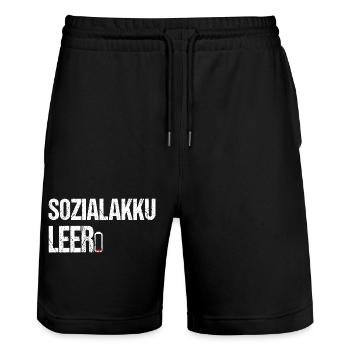 Sozialakku leer - Lustiger Spruch für Introverte - Stanley/Stella Unisex Bio Joggingshorts Trainer  - Schwarz - Vorne - Nik (191cm) & Marisol (170cm)