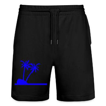 Palm trees - Stanley/Stella Trainer Unisex Organic Jogging Shorts - black - Front - Nik (191cm) & Marisol (170cm)