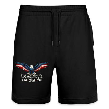 Patriotic Eagle 1776 2026 250e anniversaire - Short de jogging bio TRAINER Stanley/Stella unisexe - noir - Devant - Nik (191cm) & Marisol (170cm)