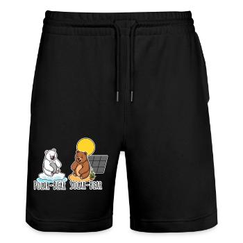 Polar Bär und Solar Bär - Bären Solar PV Anlage - Stanley/Stella Unisex Bio Joggingshorts Trainer  - Schwarz - Vorne - Nik (191cm) & Marisol (170cm)