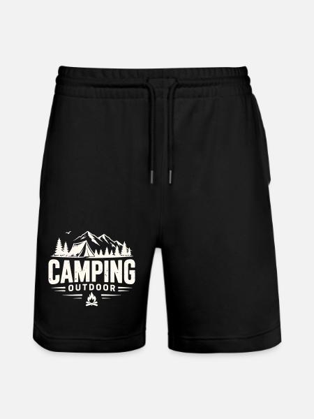 Camping Outdoor Mountain Adventure Tent - Stanley/Stella Trainer Unisex Organic Jogging Shorts - black
