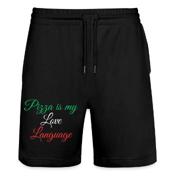 Pizza love letter - Stanley/Stella Unisex Bio Joggingshorts Trainer  - Schwarz - Vorne - Nik (191cm) & Marisol (170cm)