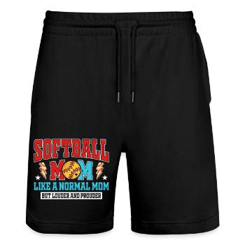 Softball Mom Louder And Proud - Stanley/Stella Trainer Unisex Organic Jogging Shorts - black - Front - Nik (191cm) & Marisol (170cm)