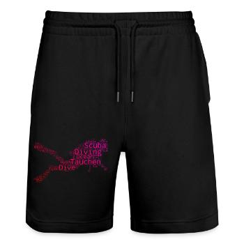 Gift idea for a diving fan with scuba diving - Stanley/Stella Trainer Unisex Organic Jogging Shorts - black - Front - Nik (191cm) & Marisol (170cm)