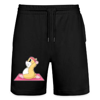 Hamster Yoga Fitness Gymnastics - Stanley/Stella Trainer Unisex Organic Jogging Shorts - black - Front - Nik (191cm) & Marisol (170cm)