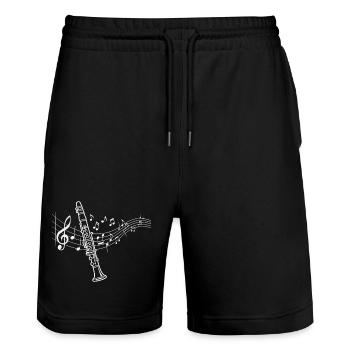 Clarinet Sheet Music Clarinetist Musician - Stanley/Stella Trainer Unisex Organic Jogging Shorts - black - Front - Nik (191cm) & Marisol (170cm)