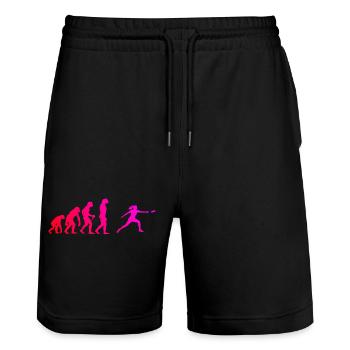 Disc Golf Geschenkidee für eine Scheibensportlerin - Stanley/Stella Unisex Bio Joggingshorts Trainer  - Schwarz - Vorne - Nik (191cm) & Marisol (170cm)