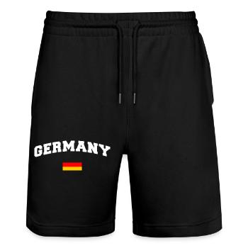 Germany Flagge Deutschland - Stanley/Stella Unisex Bio Joggingshorts Trainer  - Schwarz - Vorne - Nik (191cm) & Marisol (170cm)