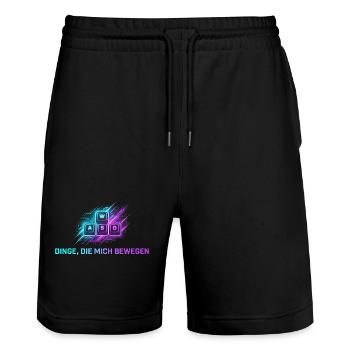 WASD Gaming PC: Dinge die mich bewegen - Stanley/Stella Unisex Bio Joggingshorts Trainer  - Schwarz - Vorne - Nik (191cm) & Marisol (170cm)