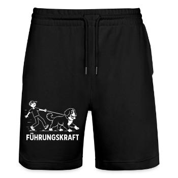 Berner Sennenhund Führungskraft Hundehalter Humor - Stanley/Stella Unisex Bio Joggingshorts Trainer  - Schwarz - Vorne - Nik (191cm) & Marisol (170cm)