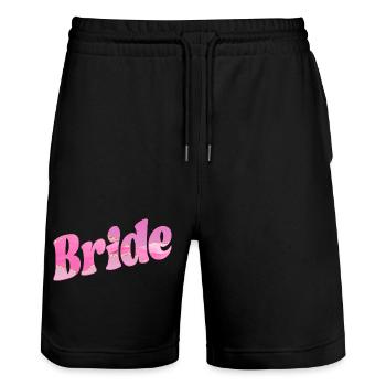 Mariage de mariée - Short de jogging bio TRAINER Stanley/Stella unisexe - noir - Devant - Nik (191cm) & Marisol (170cm)