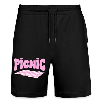 Pink checkerboard pastel picnic - Stanley/Stella Trainer Unisex Organic Jogging Shorts - black - Front - Nik (191cm) & Marisol (170cm)