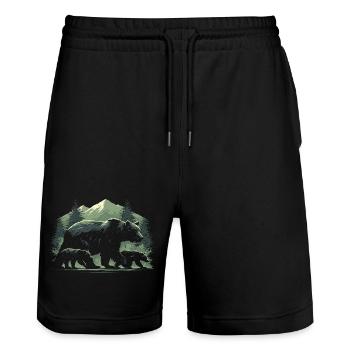 Bear Trail in Pine Dawn - Stanley/Stella Trainer Unisex Organic Jogging Shorts - black - Front - Nik (191cm) & Marisol (170cm)