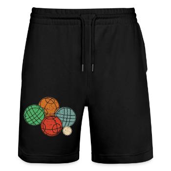 Boccia And Petanque Graphic Boccia Set - Stanley/Stella Trainer Unisex Organic Jogging Shorts - black - Front - Nik (191cm) & Marisol (170cm)