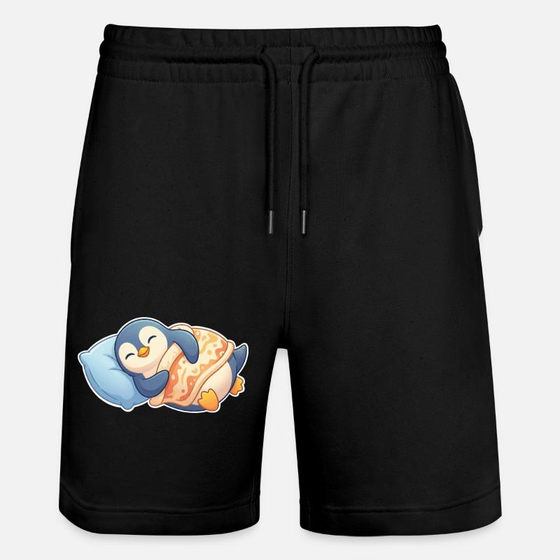 Penguin Sleeping - Stanley/Stella Trainer Unisex Organic Jogging Shorts - black
