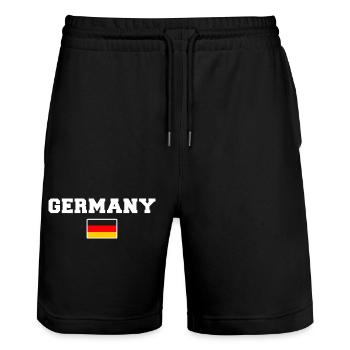 Allemagne Deutschland - Short de jogging bio TRAINER Stanley/Stella unisexe - noir - Devant - Nik (191cm) & Marisol (170cm)